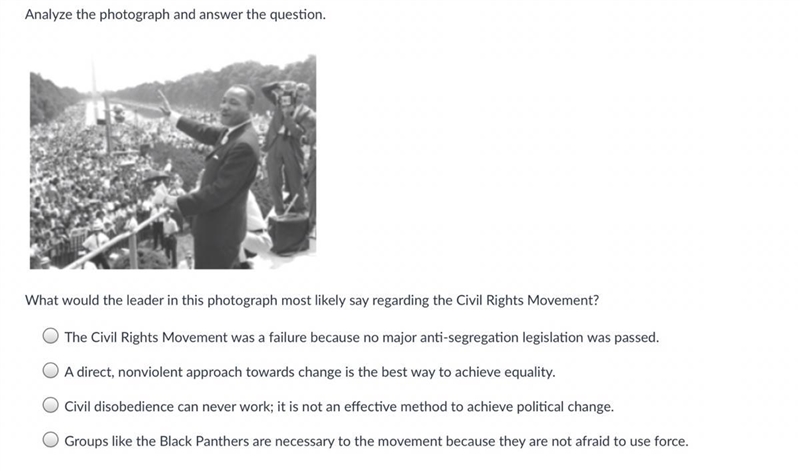 What would this photograph most likely say regarding the civil rights movement-example-1