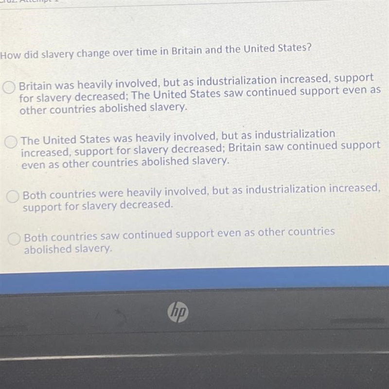 How did slavery change over time in Britain and the United States?-example-1