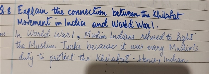 Explain the connection between the Khilafat Movement in India and World War 1-example-1