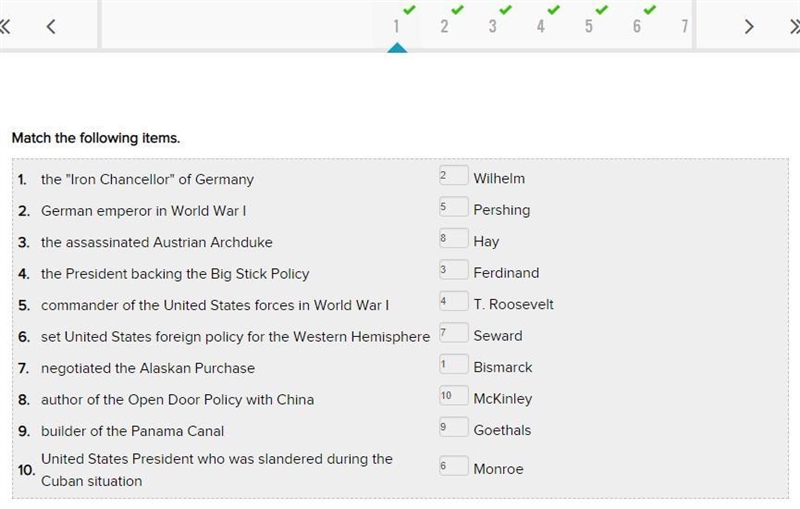 Match the following. 1 . Bismarck the "Iron Chancellor" of Germany 2 . T-example-2