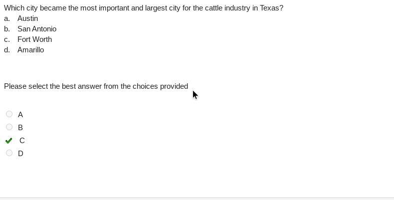 Which city became the most important and largest city for the cattle industry in Texas-example-1