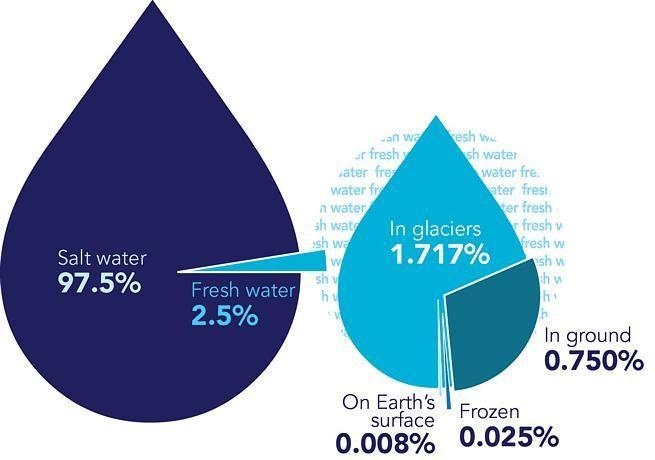 What percentage of Earths water is fresh?-example-1