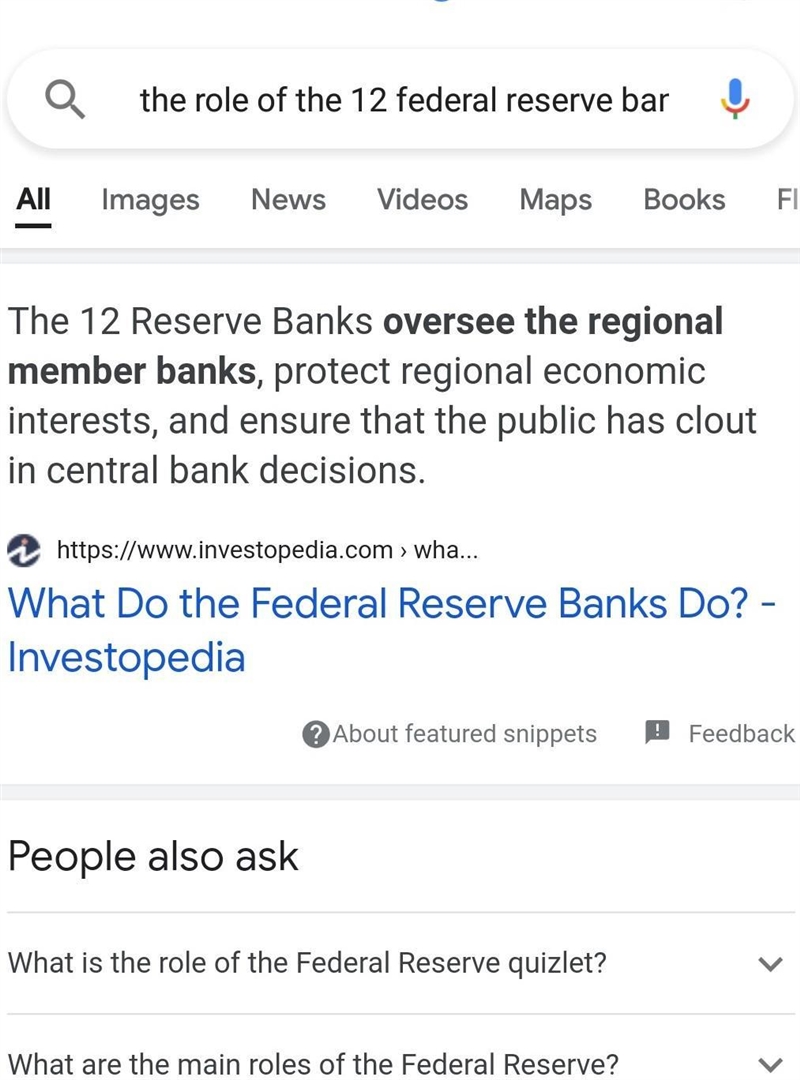 (ECON)the role of the 12th federal reserve banks is to:-example-1