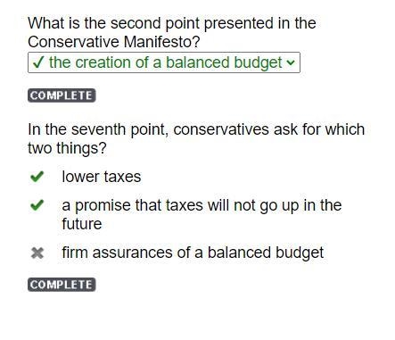 What is the second point presented in the Conservative Manifesto?-example-1