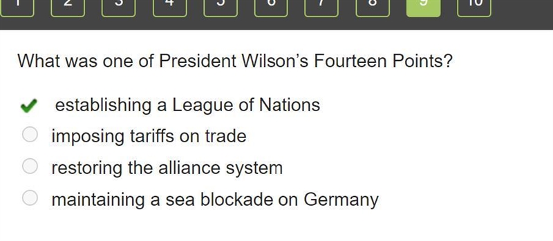 What was one of President Wilson’s Fourteen Points?-example-1