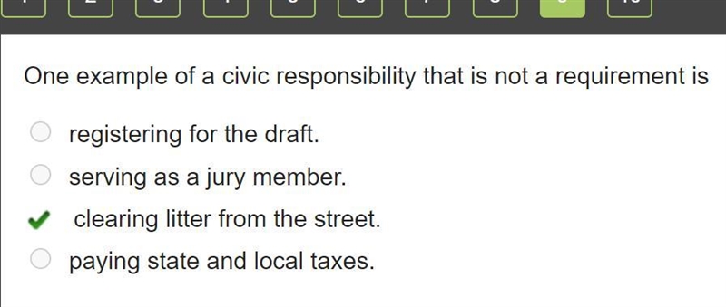 One example of a civic responsibility that is not a requirement is-example-1