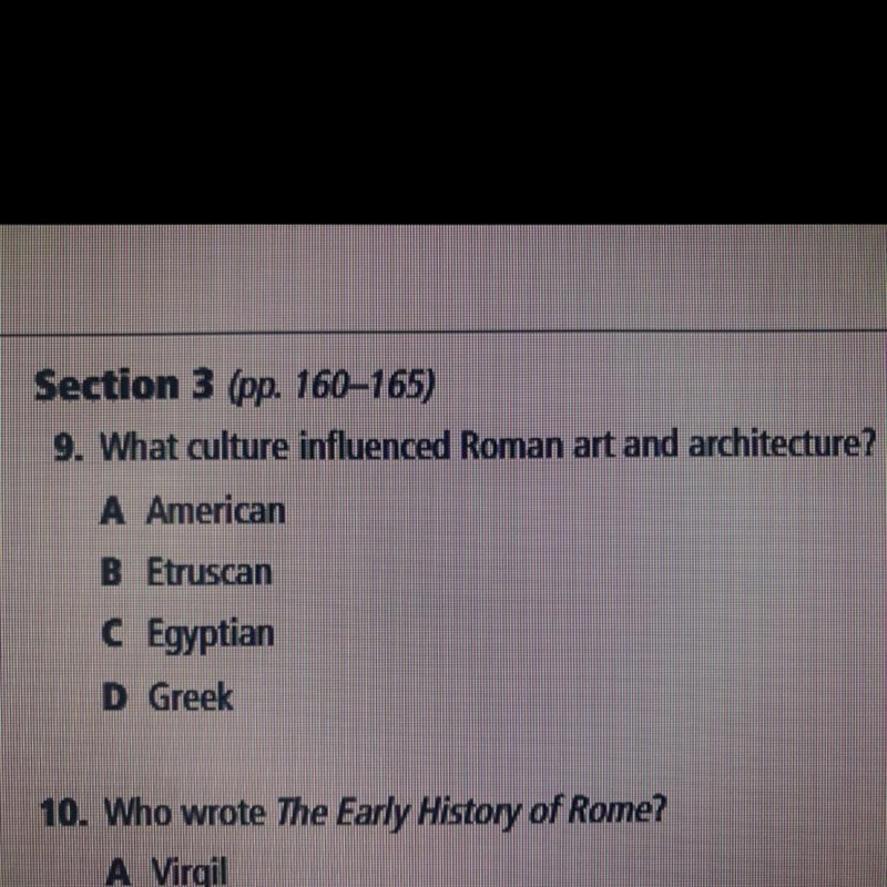 What culture influenced Roman art and architecture-example-1