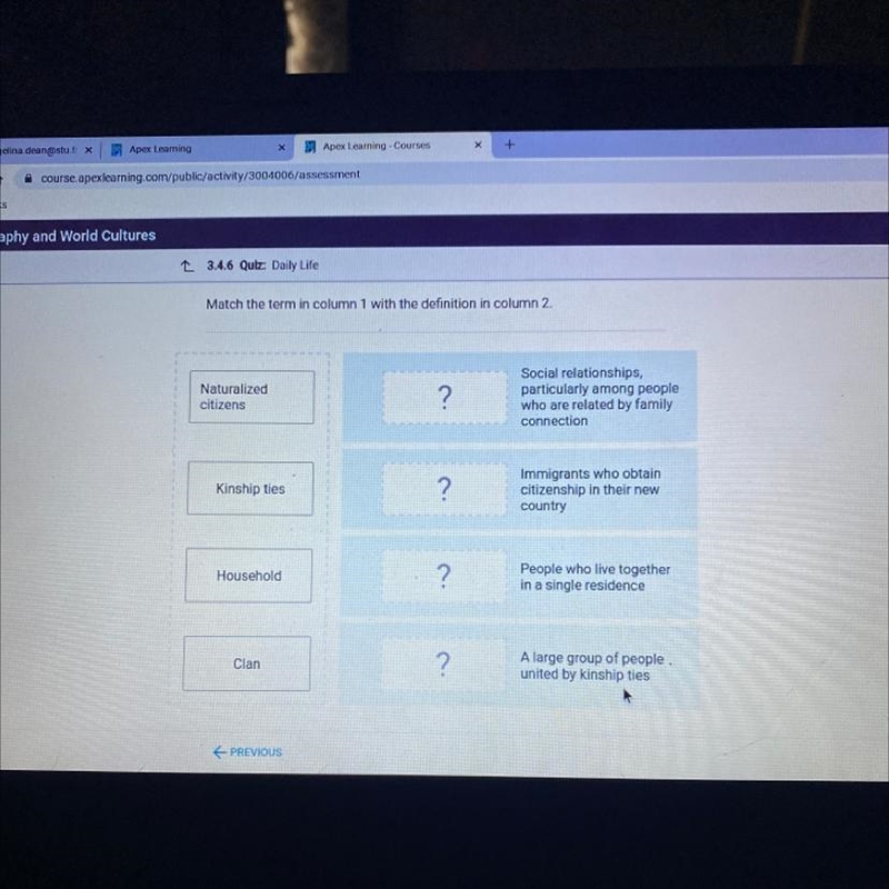 Match the term in column 1 with the definition in column 2. Naturalized citizens ? Social-example-1