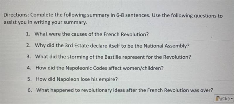 Write a summary on French Revolution-example-1