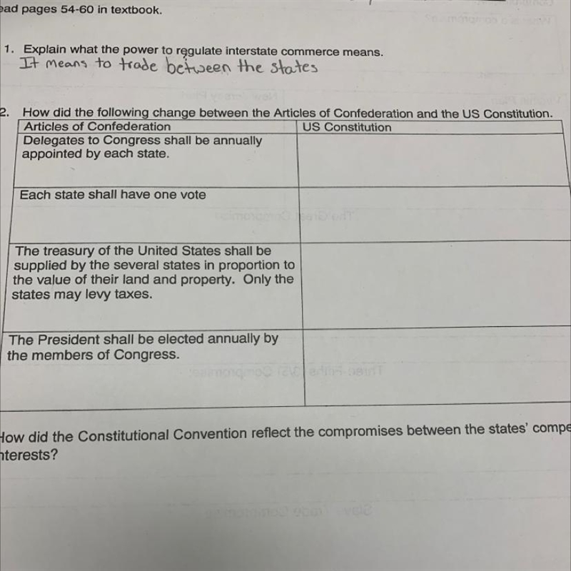 How did the following change between the Articles of Confederation and the US Constitution-example-1