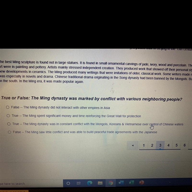 True or false: The ming dynasty was marked by conflict with various neighboring people-example-1