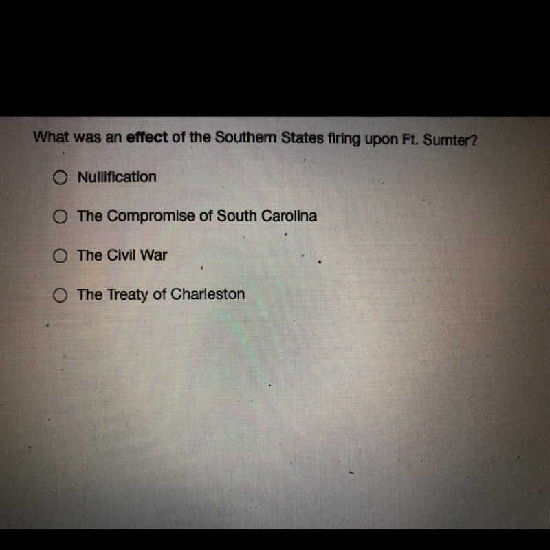 What was the effect of the southern states firing upon ft.Sumter? Someone please help-example-1