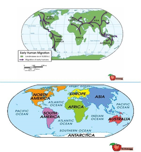 What conclusion can you draw from this map about the migration of humans?-example-1