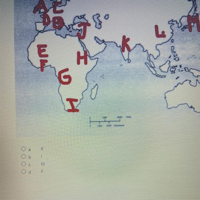 Which letter on the map represents the empire where there was a strict social hierarchy-example-1