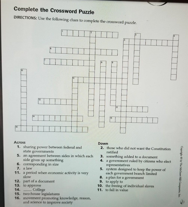 Please help me Complete the Crossword Puzzle ​-example-1