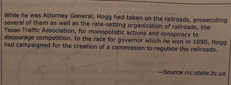 Hogg favored a Railroad Commission that would - А. give small loans to farmers to-example-1