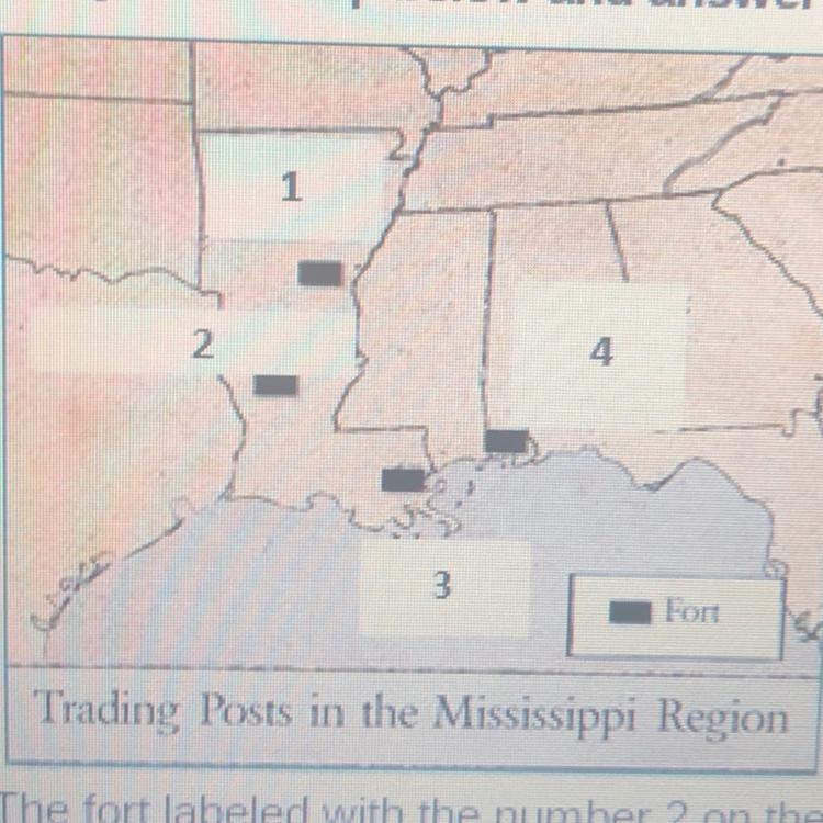 The fort labeled with the number 2 on the map above is A New Orleans B. Poste de Arkansea-example-1