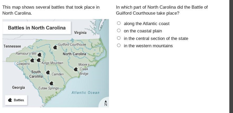 In which part of North Carolina did the Battle of Guilford Courthouse take place?-example-1