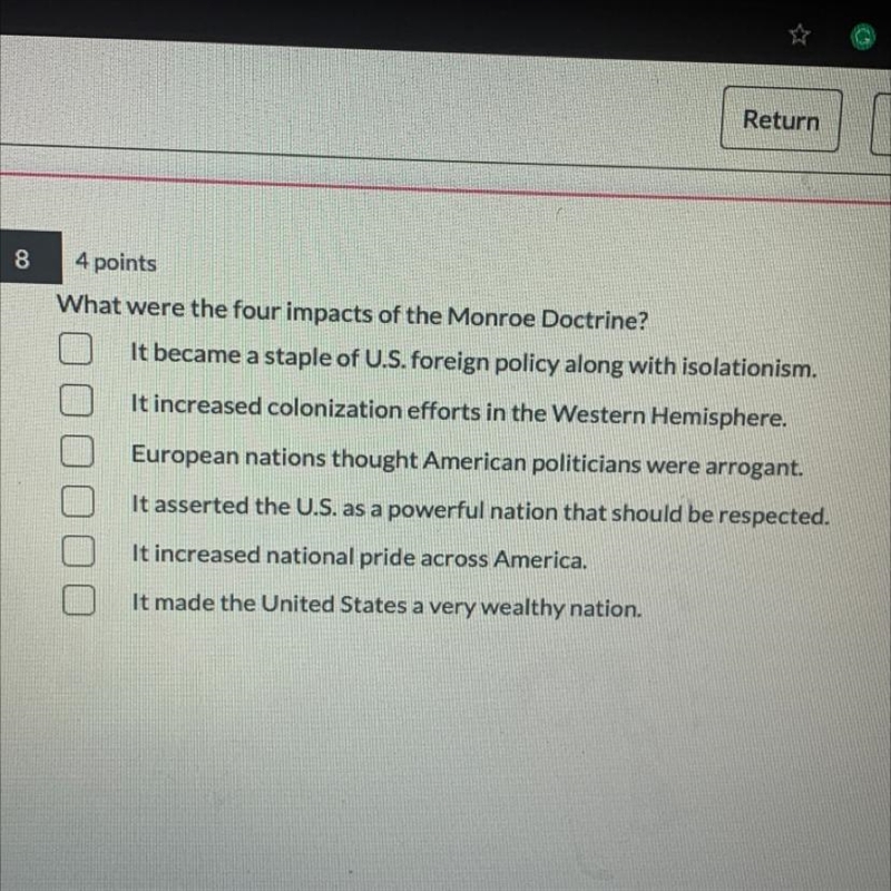 What were the four impacts of the Monroe Doctrine?-example-1