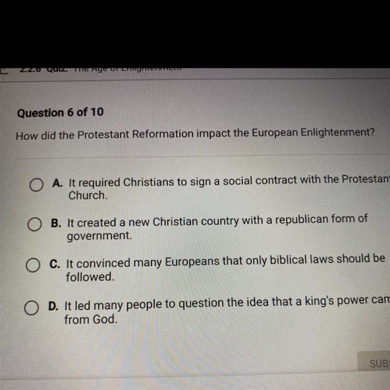 How did the Protestant Reformation impact the European Enlightenment? A P E X-example-1