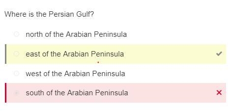 Where is the Persian Gulf? south of the Arabian Peninsula north of the Arabian Peninsula-example-1