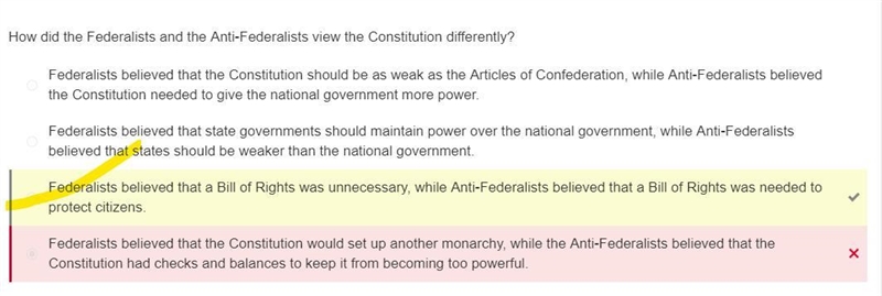 How did the Federalists and the Anti-Federalists view the Constitution differently-example-1