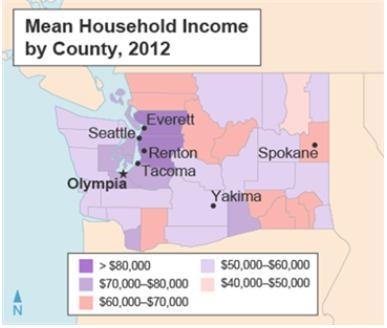 This map shows the mean household income in Washington counties. What does the map-example-1