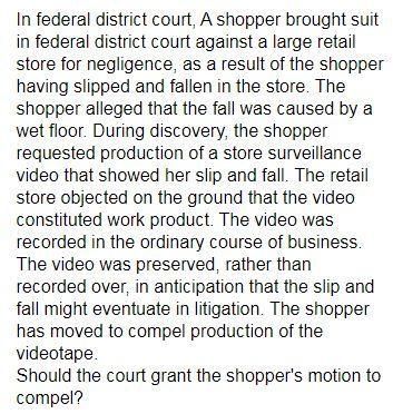 A shopper brought suit in federal district court against a large retail store for-example-1