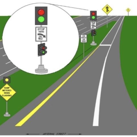 Traffic signals at expressway on-ramps use what color of lights. A. yellow and green-example-1