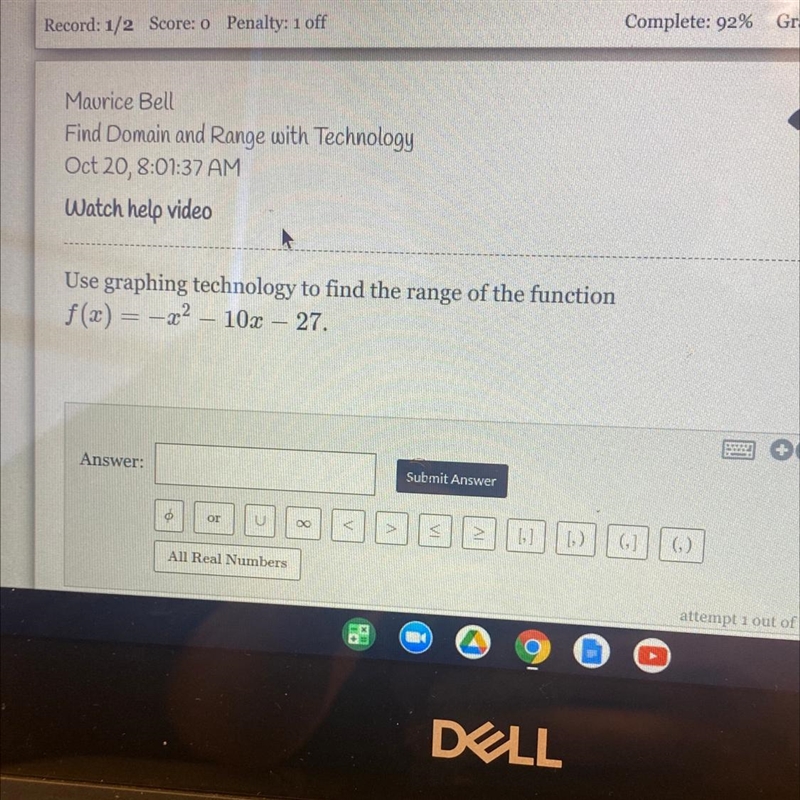 Use graphing technology to find the range of the function f(x) = –x^2 – 10x – 27-example-1