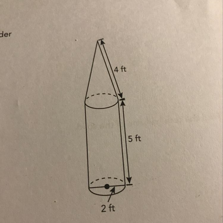 Find the volume of the cone that sits on top of the cylinder-example-1