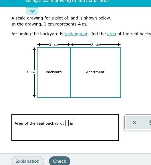 A scale drawing for a plot of land is shown below. In the drawing, 1cm represents-example-1