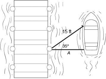 A boat is moored at a dock, as shown in the figure. What is the length of rope A? Note-example-1