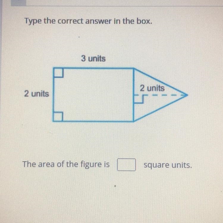 Type the correct answer in the box. 3 units 2 units 2 units The area of the figure-example-1