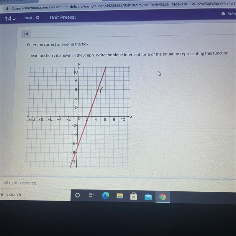 Enter the correct answer in the box. Linear function is shown in the graph. Write-example-1