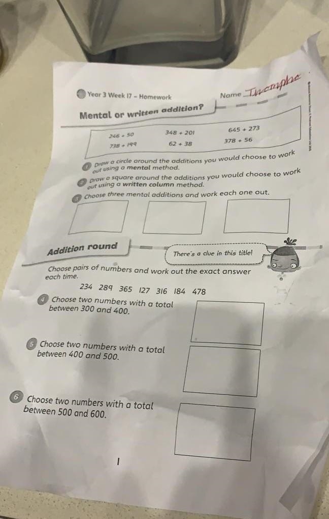 Two numbers with a total between 300 and 400​-example-1