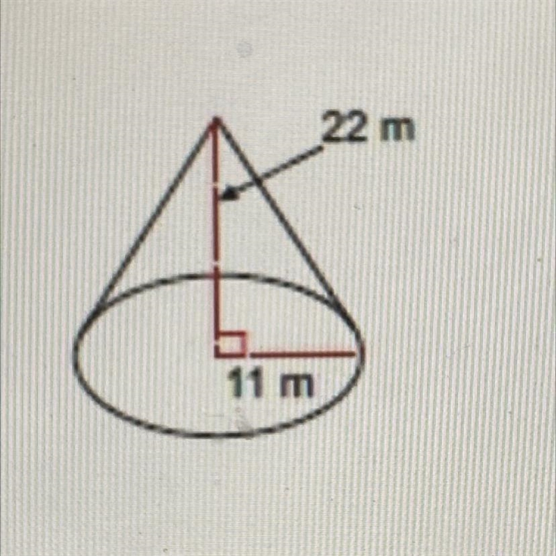 Find the volume of the cone. Round your answer to the nearest tenth height is 22 meters-example-1