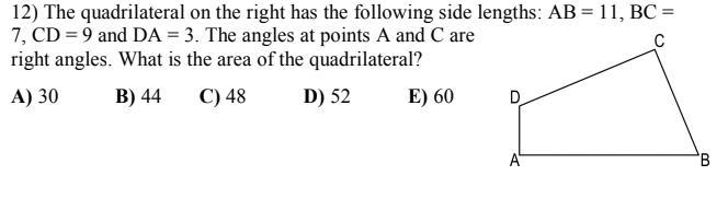 The quadrilateral has the following side lengths: AB = 11, BC =7, CD = 9 and DA = 3. The-example-1