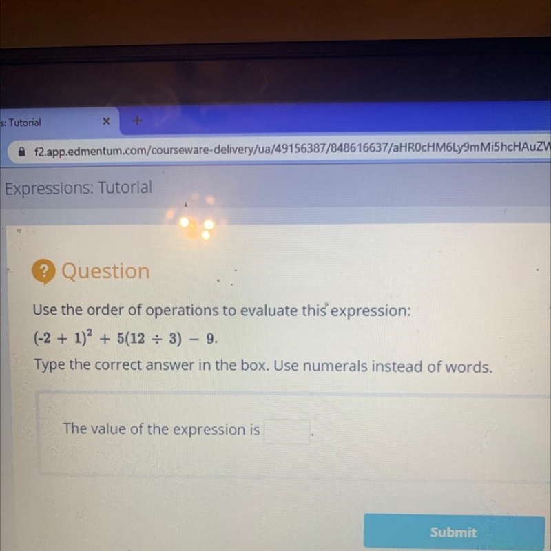 Use the order of operations to evaluate this expression (-2+1)-example-1