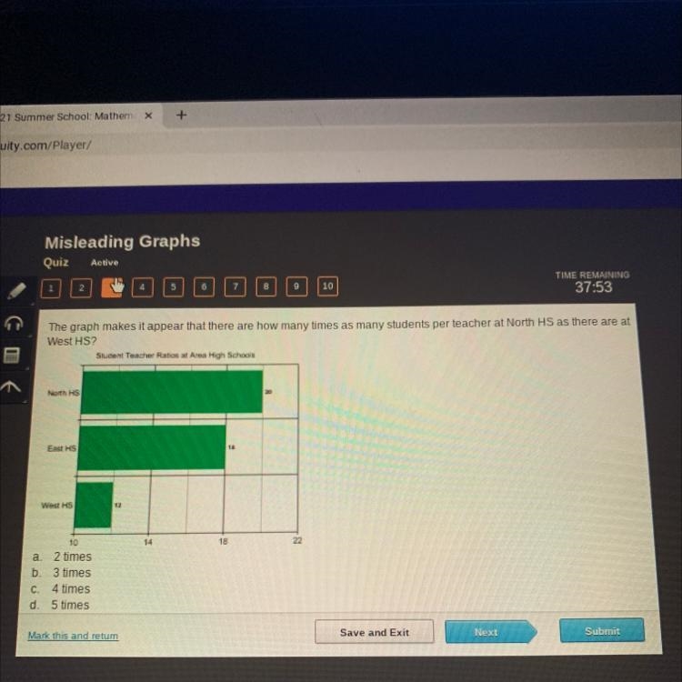 The graph makes it appear that there are how many times as many students per teacher-example-1