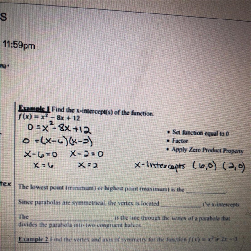 Describe how to find your x-intercepts ?-example-1