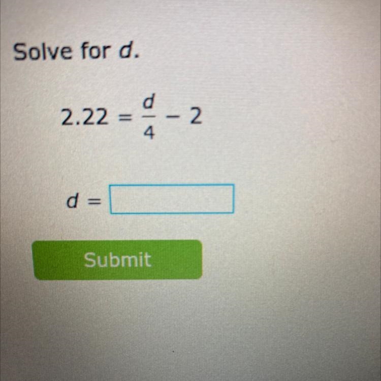 Solve for d. Help is appreciated thank u!!-example-1