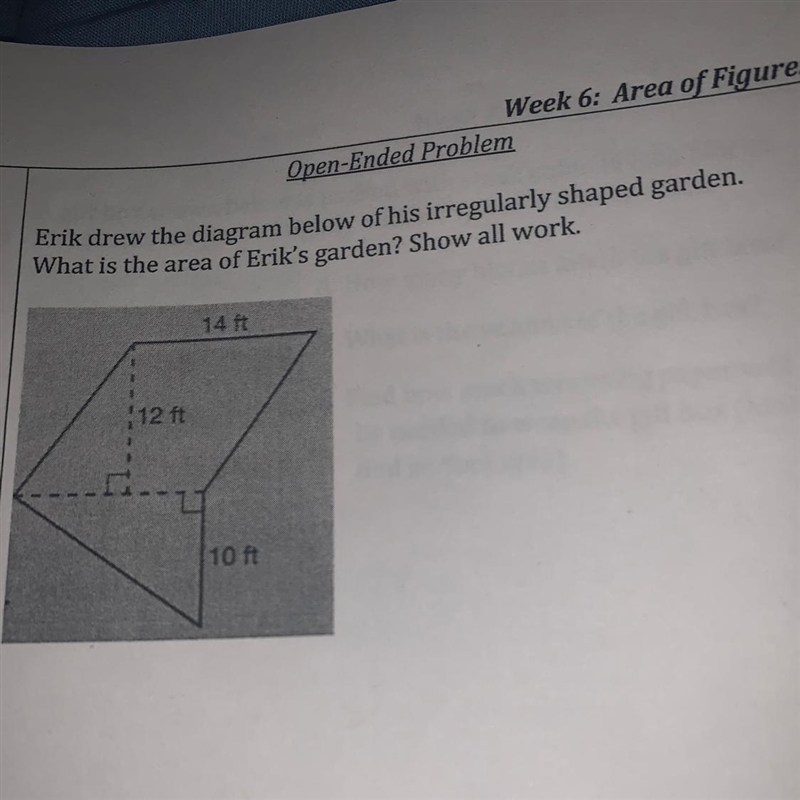 Erik drew the diagram below of his irregularly shaped garden. What is the area of-example-1