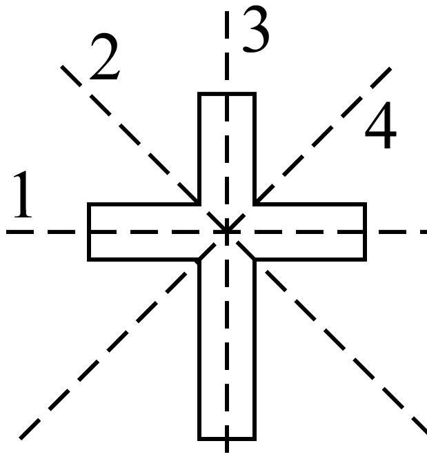 In the picture below, which lines are lines of symmetry for the figure? A. 1 and 3 B-example-1