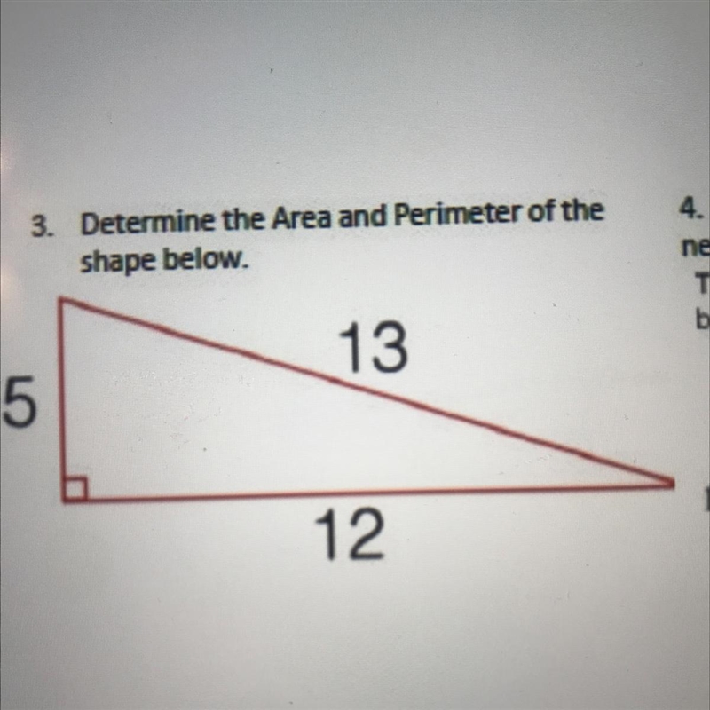 3. Determine the Area and Perimeter of the shape below. 13 5 12-example-1