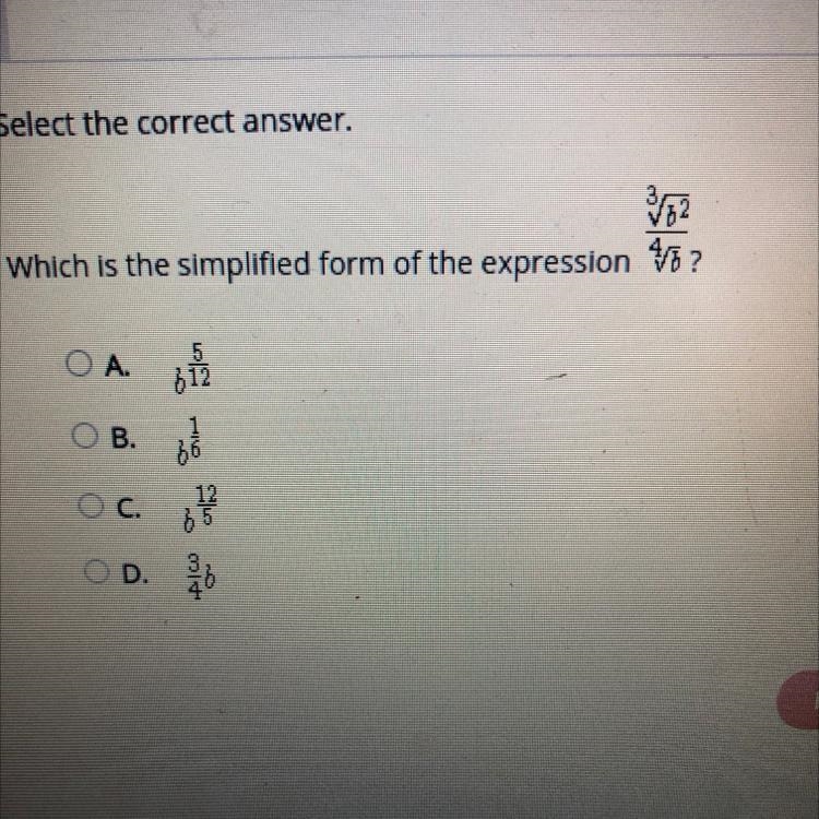 Select the correct answer. Which is the simplified form of the expression ?-example-1