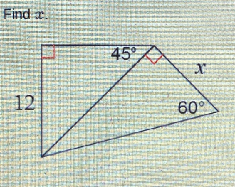 Find x on this special right triangle-example-1