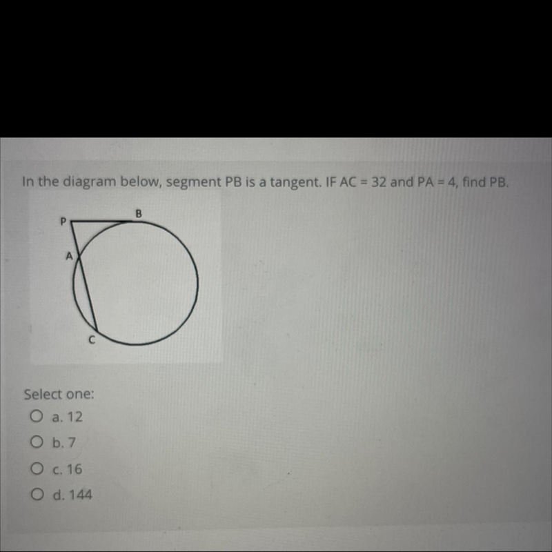 Length of tangent line - geometry please help-example-1