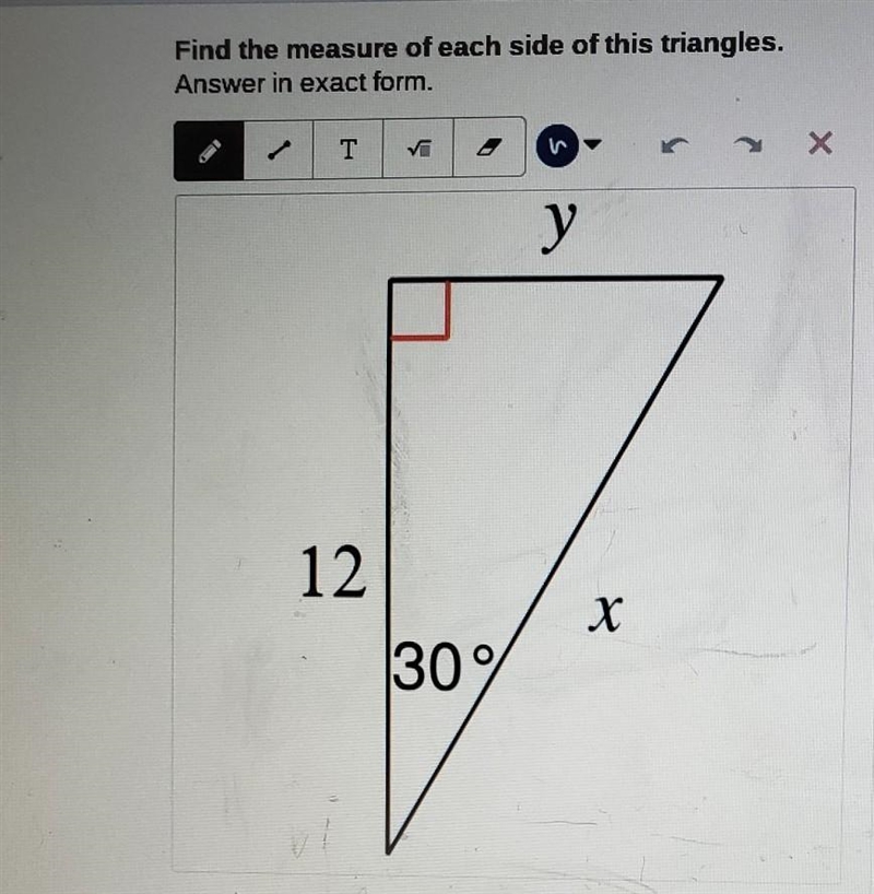 Find the measure of each side of this triangles. Answer in exact form. ​ Find x and-example-1