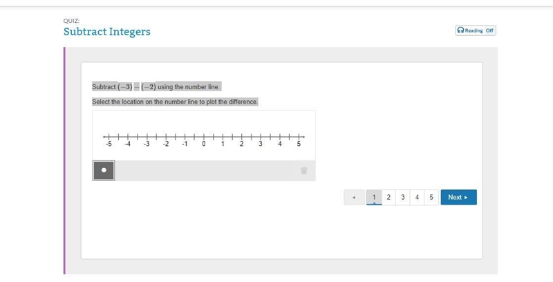 Subtract (−3)−(−2) using the number line. Select the location on the number line to-example-1